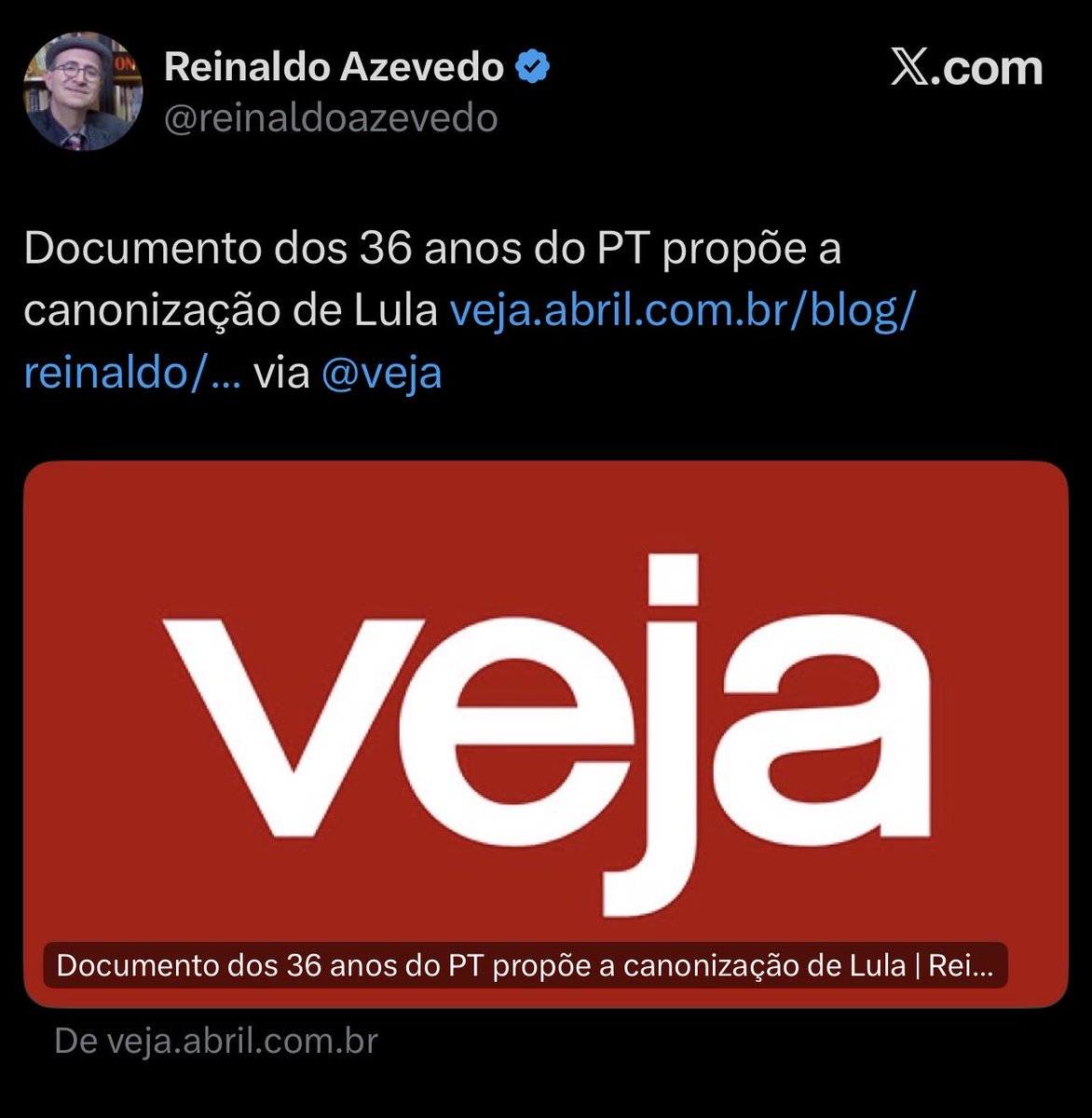 Liliberdade1's tweet photo. URGENTE 🚨 

Documento dos 36 anos do PT propõe a canonização de Lula 👹 https://t.co/HckgyozPG1