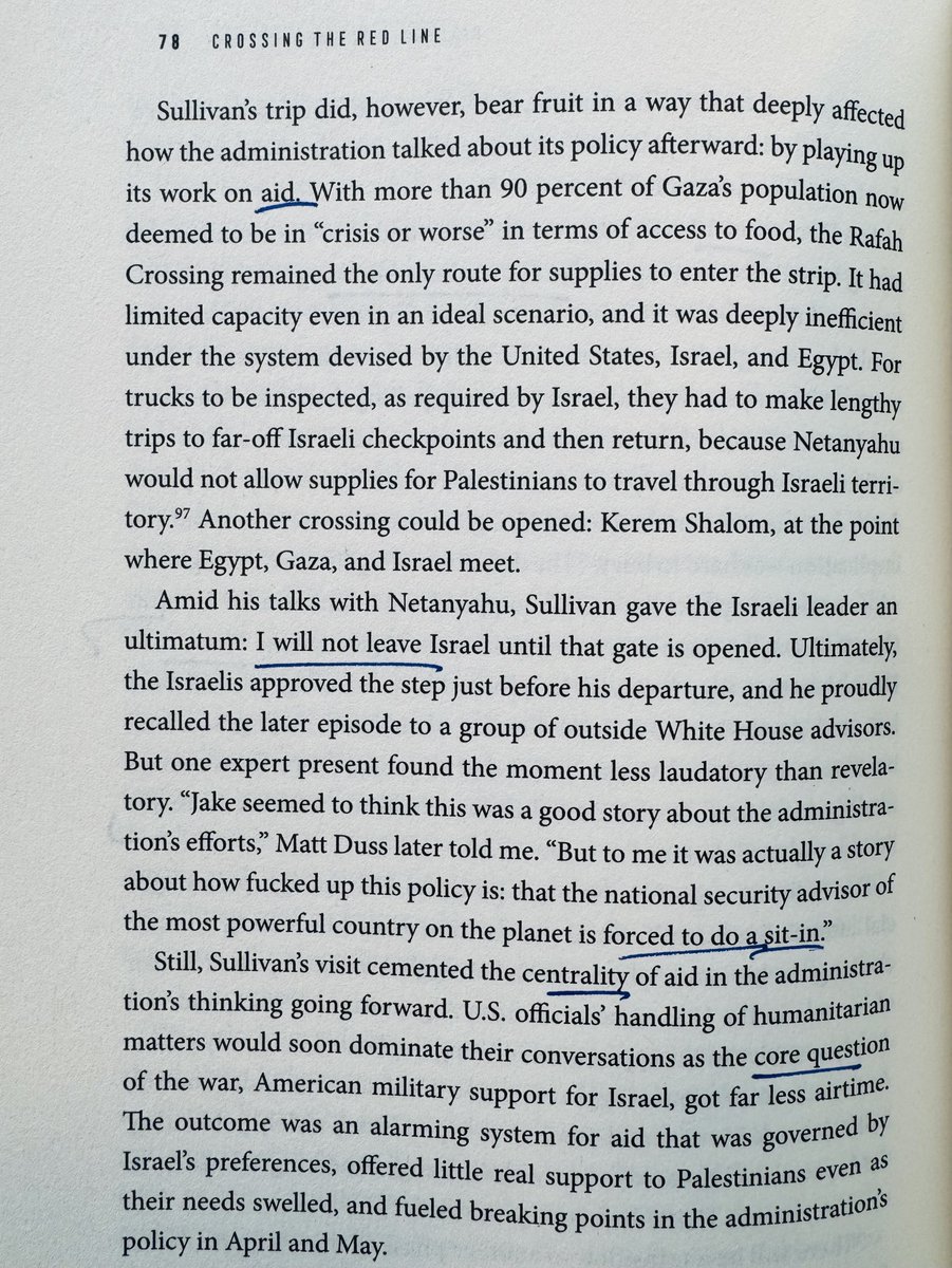 AdHaque110's tweet photo. Part of the book's argument is that Sullivan et al 

(a) focussed on the "humanitarian crisis" while fueling the mass killing, destruction, and displacement, and

(b) tinkered around the edges instead of compelling Israel to allow sustained and unimpeded humanitarian access. https://t.co/3X4IRDZ8fd