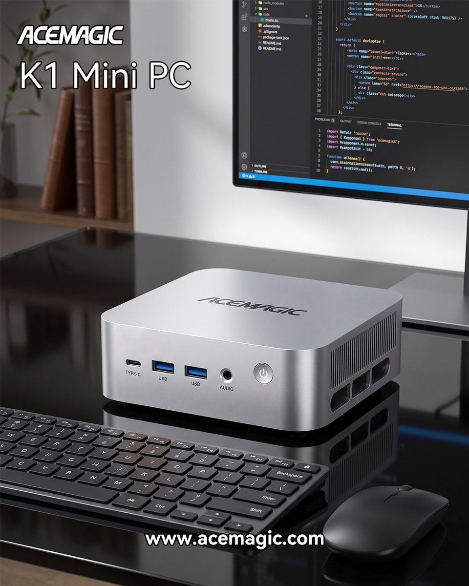 Acemagic_MiniPC's tweet photo. A clean desk starts with the right core. 🖥️✨

The ACEMAGIC K1 keeps your setup sleek while giving you the performance to move through work, multitasking and everyday projects with ease.

Small footprint. Full desktop freedom.

Discover K1:
https://t.co/yaoJf6oVtE

#ACEMAGIC #K1 #MiniPC #DesktopSetup
