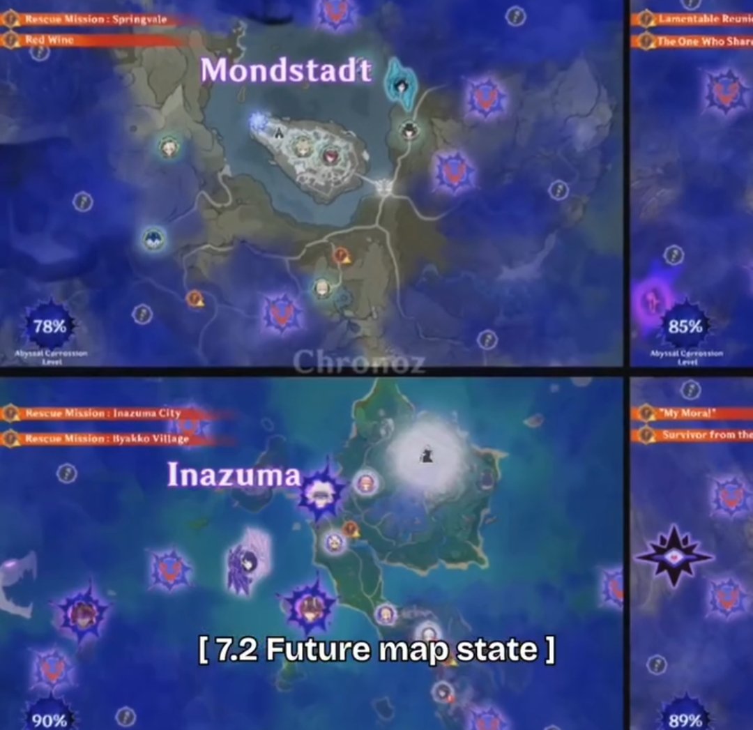 GenshinInfoZone's tweet photo. 🚨Genshin impact 7.2 map state leaks 🚨 

- In all of Teyvat Abyss creatures
are attacking all seven Nations 

Via chronoz https://t.co/gXnUG3AWtb