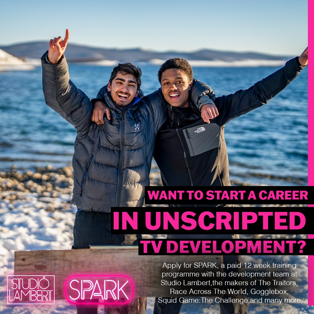 studiolambert's tweet photo. Could you create the next hit TV format? 

There's one week left to apply for SPARK, a paid 12-week training programme at one of the UK's leading production companies.  

Applications close on Monday, 5th October 2026 at 10am.  Apply here 👉  https://t.co/rOP55eP2ny https://t.co/33FEnyTjNQ