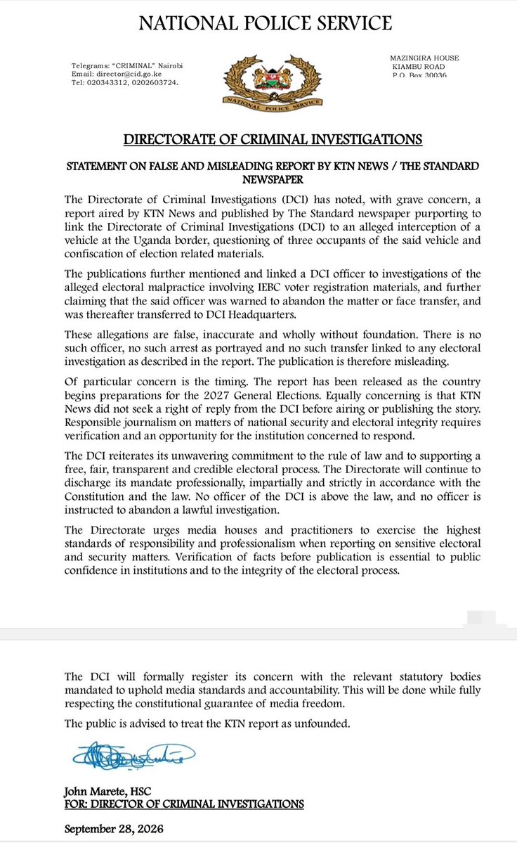DCI_Kenya's tweet photo. PRESS STATEMENT https://t.co/4vH6B4OLPg