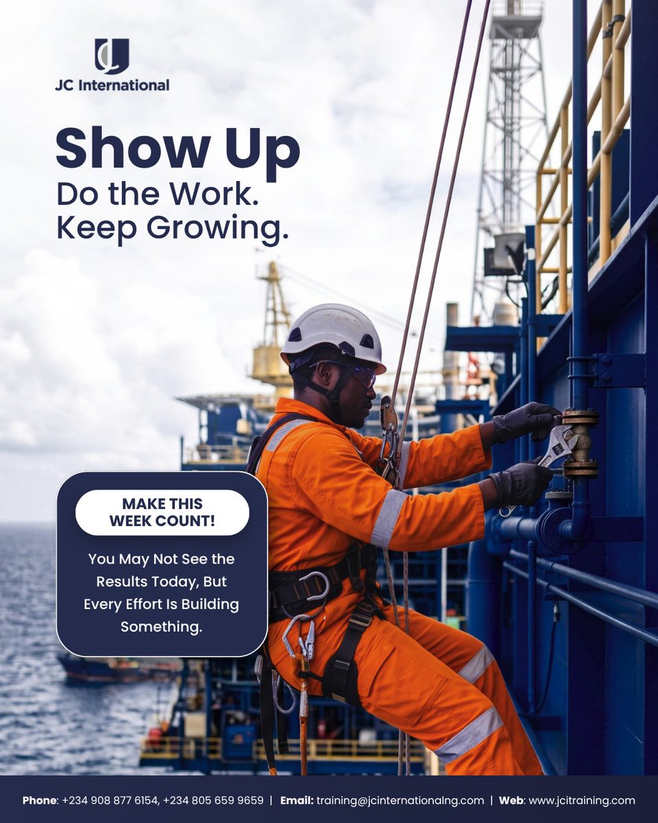 jcinterng's tweet photo. Every skill you develop, every challenge you overcome, and every effort you make brings you closer to your goals. Progress may not happen overnight, but consistency makes the difference.
Show up. Do the work. Keep growing. 🚀
#MondayMotivation #JCInternational #OilandGas https://t.co/zMgQNF3H5V