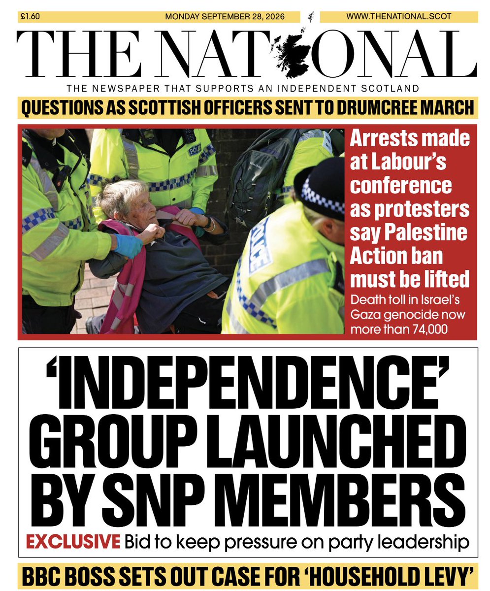 jamesandjana's tweet photo. ALT #GetCounted #YesScots #Yes #SNP #ScottishGreens #LabourInScotland #LibDemsInScotland #ConservativesInScotland #TheNational
Today’s THE NATIONAL.
Get the paper at your paper shop or subscribe online at:
https://t.co/Wzfz3qBFUN https://t.co/GnQ9DAjl1r