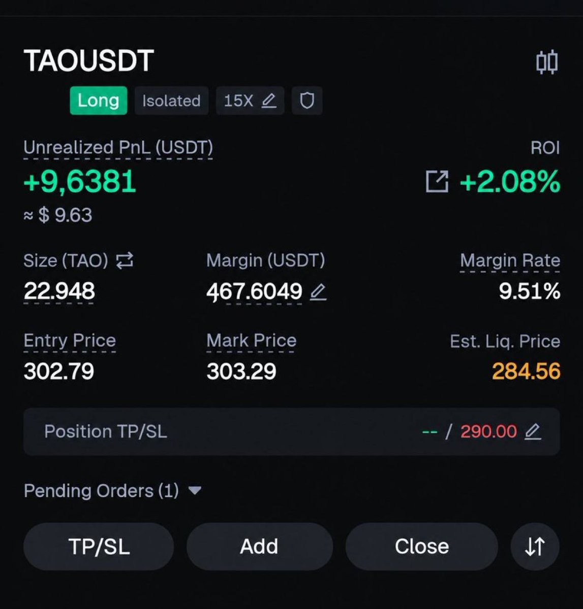 randytimwilson's tweet photo. $TAO LONG SETUP
Just follow the plan.
Entry: $302.70
2nd : $295
Margin: $470
SL: $290
🔥 $150 → $1,500 challenge
#Cryptocurrency #Bitcoin #UAE #UnitedState #Singapore #Italy
Free to join
⬇️
https://t.co/msQ7mFXIHL https://t.co/XCnp714ttE