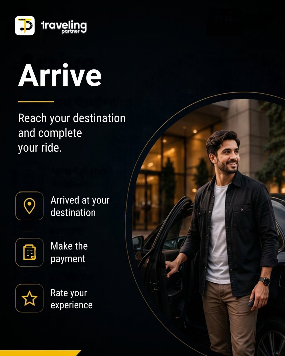 TravelPartnerHQ's tweet photo. What does a ride look like from beginning to end? Here’s a simple look at the journey, from placing your booking to reaching your destination.  

#travelingpartner #ridebooking #mobility #ridesmart #pakistan https://t.co/CRuCMUg36g