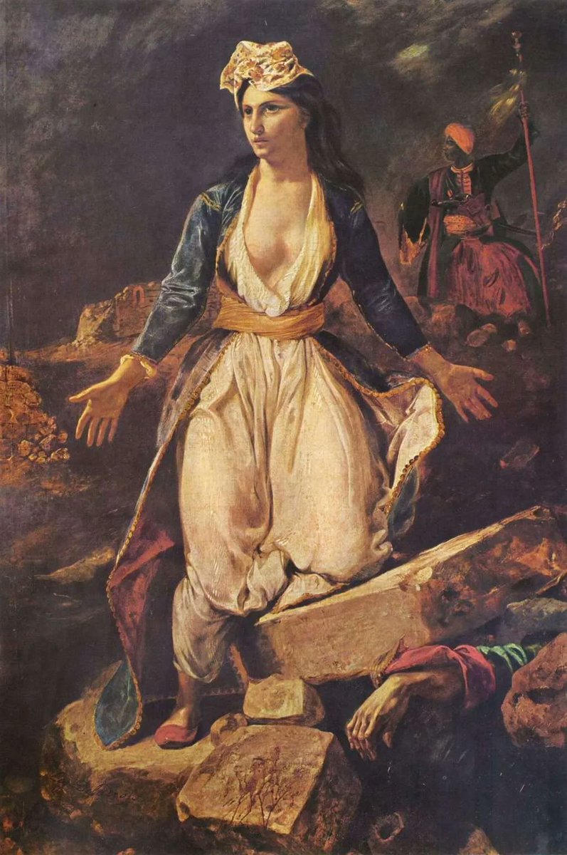 relicmuseum's tweet photo. Delacroix was deeply moved by the Greek struggle for independence.

In Greece on the Ruins of Missolonghi- (1826), he transformed the tragedy of the besieged city into an image of mourning and defiance. https://t.co/YO8yzCshnO