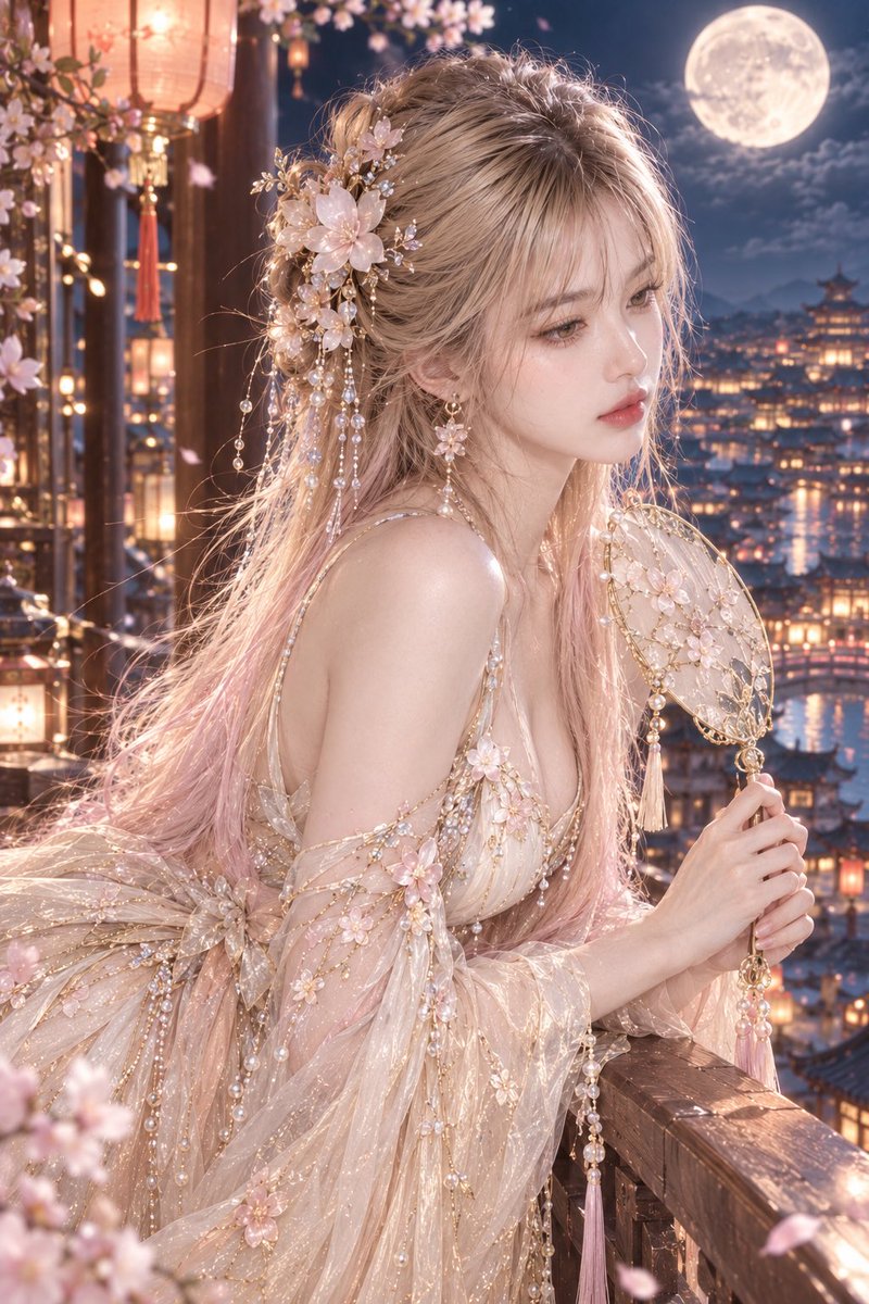 Dandaforfunoob's tweet photo. 花前月下，粉衣佳人独倚栏。A pink dream in ancient style 🌸 #古风美女 #汉服 #ChineseBeauty #Aesthetic https://t.co/iCOyweQy4n