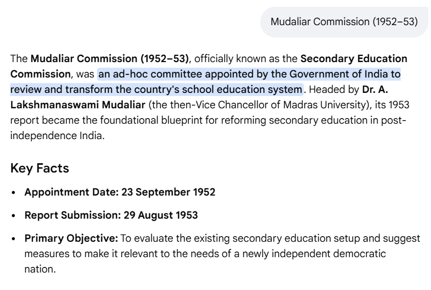 prisha0206's tweet photo. Mudaliar Commission (1952–53) :

#DevInEduTech https://t.co/8S1mE5wMgM