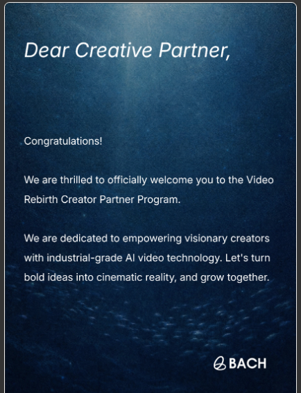 herijay001's tweet photo. Excited to announce that I'm officially a Founding Partner with @video_rebirth! 🎬

With Elite access, I'm ready to explore new possibilities in AI filmmaking and bring some incredible cinematic ideas to life.

Huge thanks to the Video Rebirth team for this opportunity.

Can't wait to share what I've been cooking! with BACH.