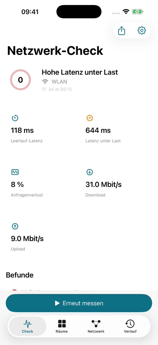 buberlo's tweet photo. Speedtest sagt „alles gut“, aber der Videocall ruckelt, sobald jemand streamt?

Das ist oft Bufferbloat: Latenz unter Last. Network-Doctor misst sie in beide Richtungen – plus Anfragenverluste und Durchsatz. Meine kleine Indie-App fürs iPhone.

https://t.co/O9f33fSR9p https://t.co/kDCmo0Louh