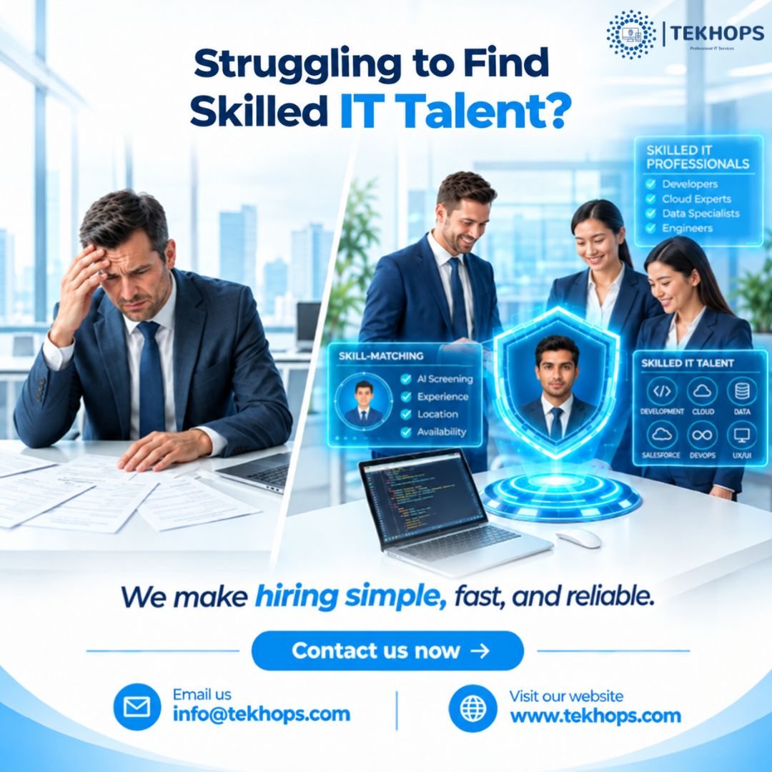 tekhopscom's tweet photo. Struggling to find skilled IT talent? TEKhops makes hiring simple with access to qualified IT professionals who match your business needs.

info@tekhops.com
https://t.co/xaX0yhG9Wk

#TEKhops #ITStaffing #TechRecruitment #SkilledITProfessionals #TalentAcquisition #ITHiring https://t.co/ryqqAPbvEl