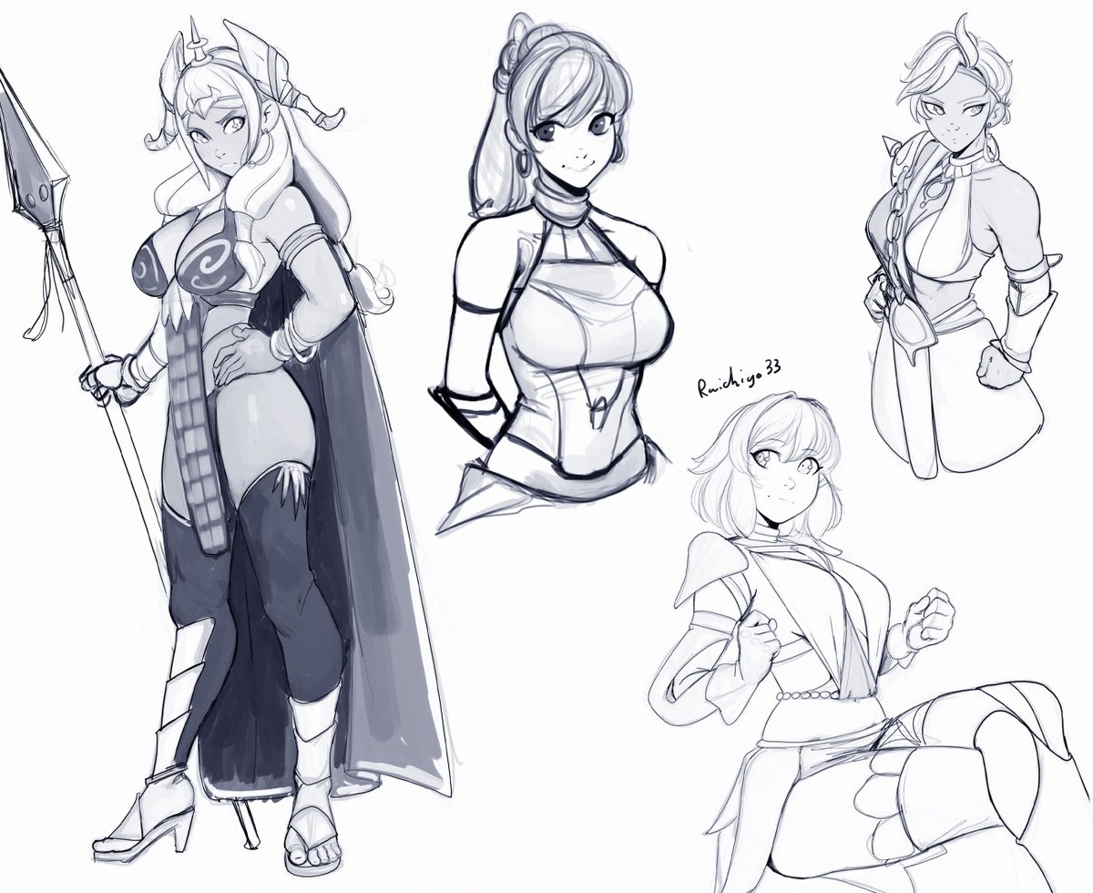 Raichiyo33's tweet photo. Quick sketches https://t.co/muxyKfhUfl