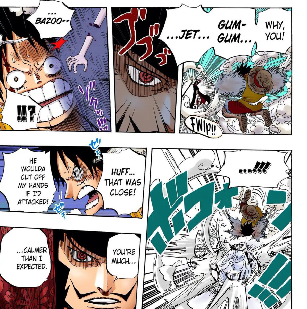 ikkanmangaka's tweet photo. Pour les génies qui critiquent Oda genre il a rien calculé, il est en roue libre, Marine ford Luffy utilise le hdo, Mihawk lui dit "tu es très calme" 500 chapitres après, katakuri nous apprend qu'il faut du calme pour utiliser le hdo. Le haki a toujours été prévu https://t.co/3DbYwztqsq