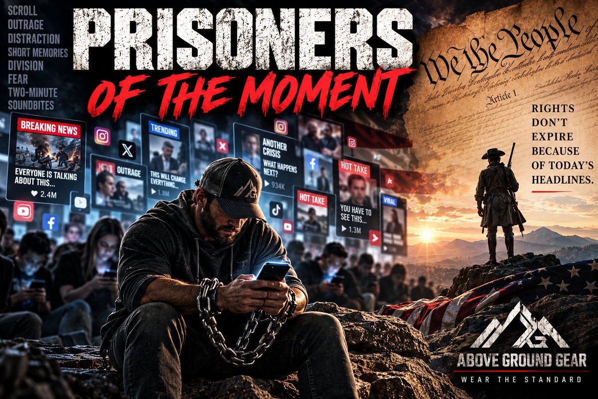 DainjaRuss33's tweet photo. We move from outrage to outrage.

But the power created during one emotional moment can outlast the headline that started it.

A right that exists only when it is popular isn’t a right. It’s permission.

Read “Prisoners of the Moment”:
https://t.co/hFf1bM29Ny
#ConstitutionalRights #Freedom #AboveGroundGear