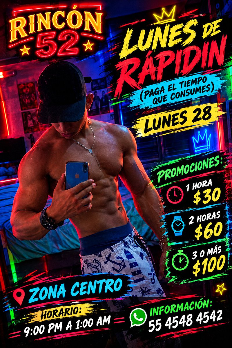 Rincon52Mid's tweet photo. ⏰9:00 PM — 1:00 AM
Zona Centro-Mérida
 -Zonas de recreación 🥵
🌃Cuartos oscuros 🫣
🌊 Alberca con Hidromasaje
❄️ Todos los espacios climatizados.
 🎮 _18-23 años cover $50
Grupo: https://t.co/tO9aXpj3mZ https://t.co/VpxW02L9lz