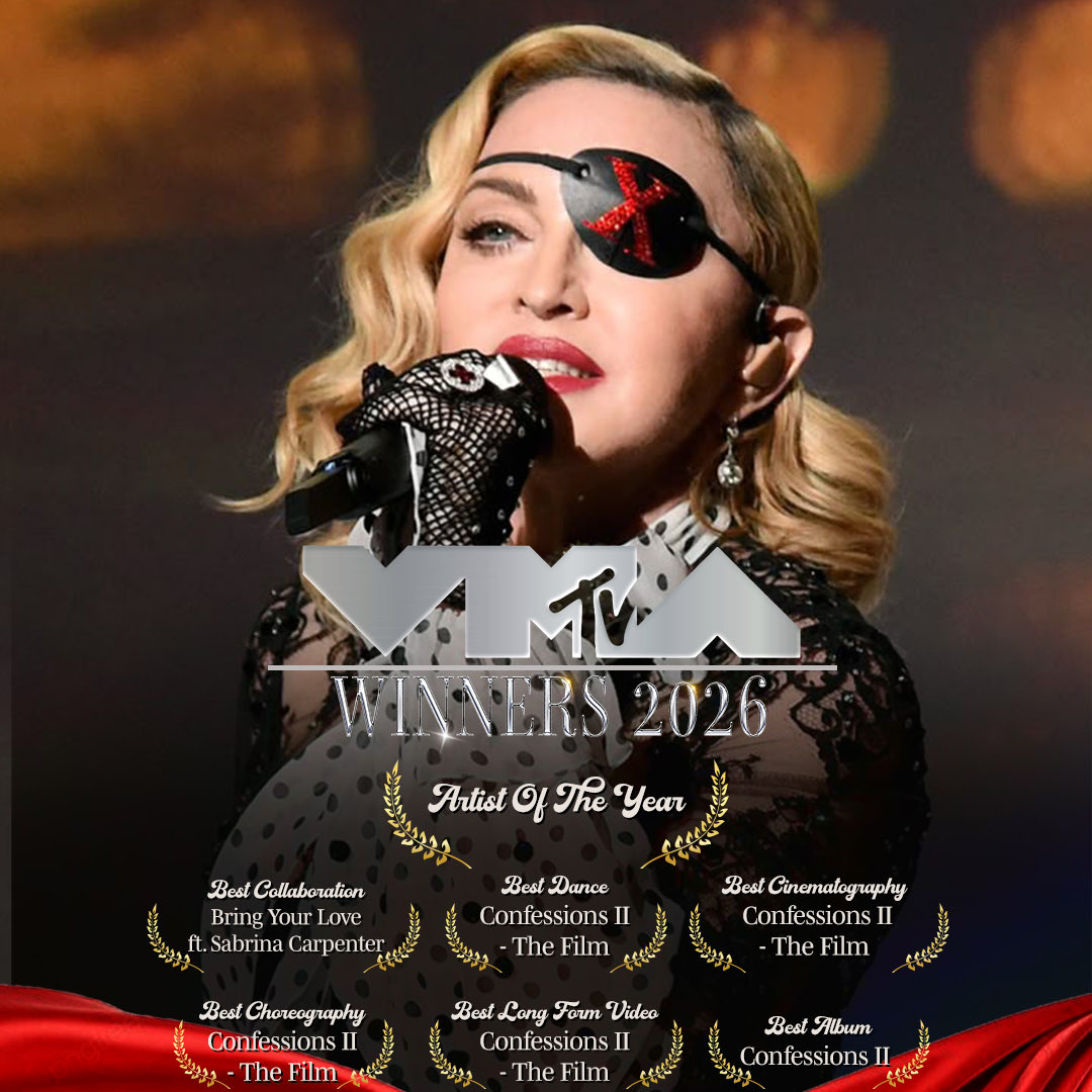 WarnerMusicIN's tweet photo. Their music won more than just hearts! 😍✨

@Madonna @BrunoMars @iamcardib @pinkpantheress2 

#MTvVMAs #VMAsWinners #VMAs2026 #BringYourLove #Madonna #SabrinaCarpenter #BrunoMars #PinkPantheress #ZaraLarsson #CardiB #Kehlani #Music #Artist https://t.co/UqJROUQF9g
