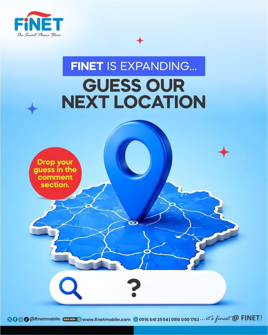 FinetMobile's tweet photo. ๐ FINET IS EXPANDINGโฆ BUT WHERE TO? ๐
Weโre opening another bigger FINET store, and we want you to guess where! ๐ฅ
๐ฒ 0916 641 2554 | 0916 000 1762
๐ https://t.co/28NF7jz1Sb
#FinetMobile #FinetIsExpanding #GuessTheLocation #TechNigeria #FinetExpansion https://t.co/wAQ1QhB0EZ