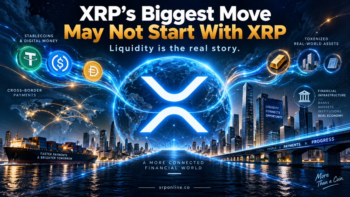 XRP_Online's tweet photo. 🚨 What if XRP’s biggest move doesn’t start with #XRP?

Stablecoins. Tokenised assets. Institutional settlement. Cross-border payments.

All of them create the same problem: liquidity has to move somewhere.

That’s where the XRP thesis gets interesting.

XRP doesn’t need to replace banks.
It doesn’t need every payment to use XRP.
It doesn’t even need everyone to know they’re using infrastructure connected to XRPL.

It needs one thing:

👉 Real economic activity that creates demand for liquidity.

If more value starts moving across the XRP Ledger, XRP could increasingly become part of the plumbing behind that movement.

The question isn’t just:

“Will XRP go up?”

The better question is:

“How much value could eventually need to move through the XRP ecosystem?” 👀

#XRP #XRPL #Ripple #Crypto #Tokenization