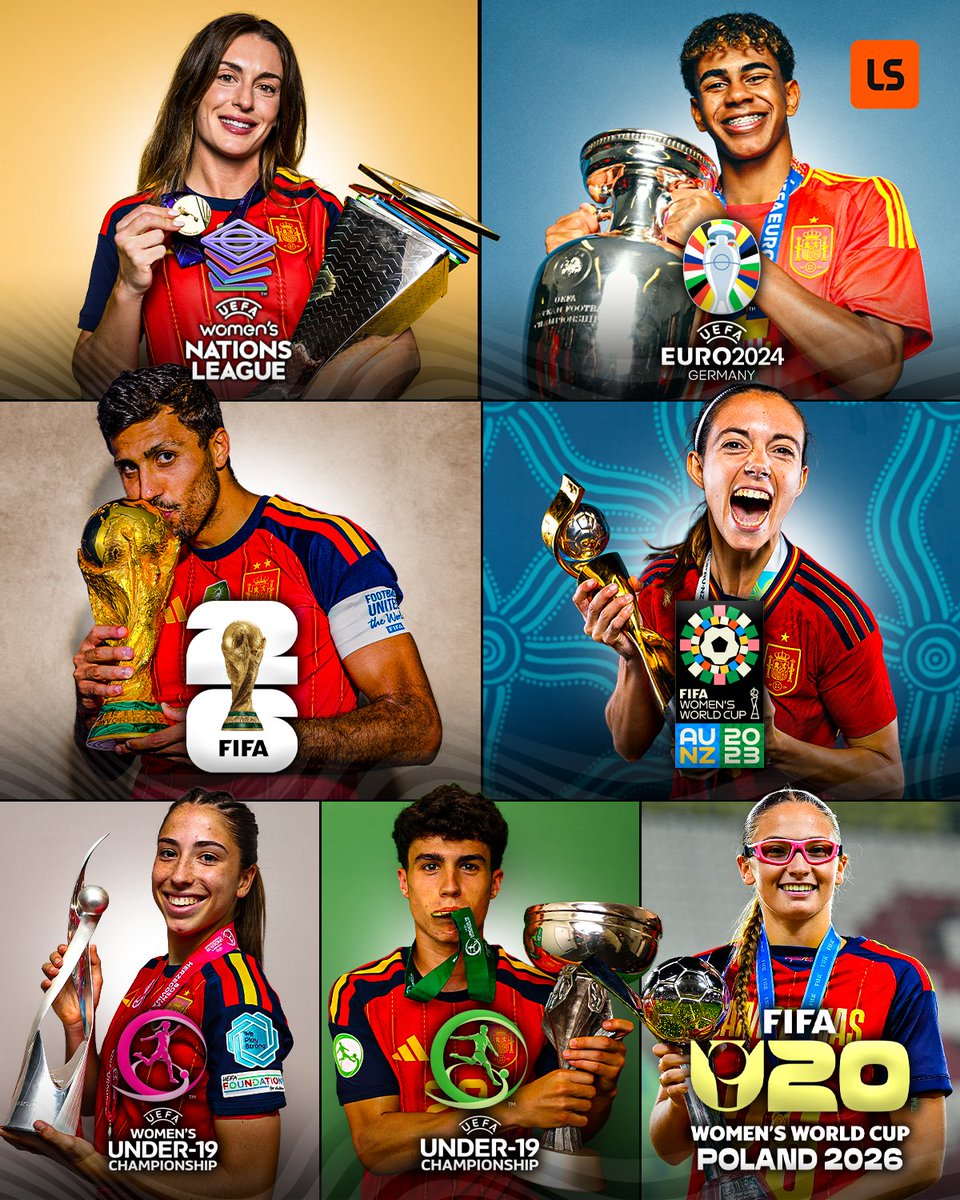 livescore's tweet photo. Spain are in a GOLDEN ERA of international football 🇪🇸🏆

The U20 Women's World Cup win takes their total to SEVEN major titles this decade 😮‍💨 https://t.co/XaP7gG8409