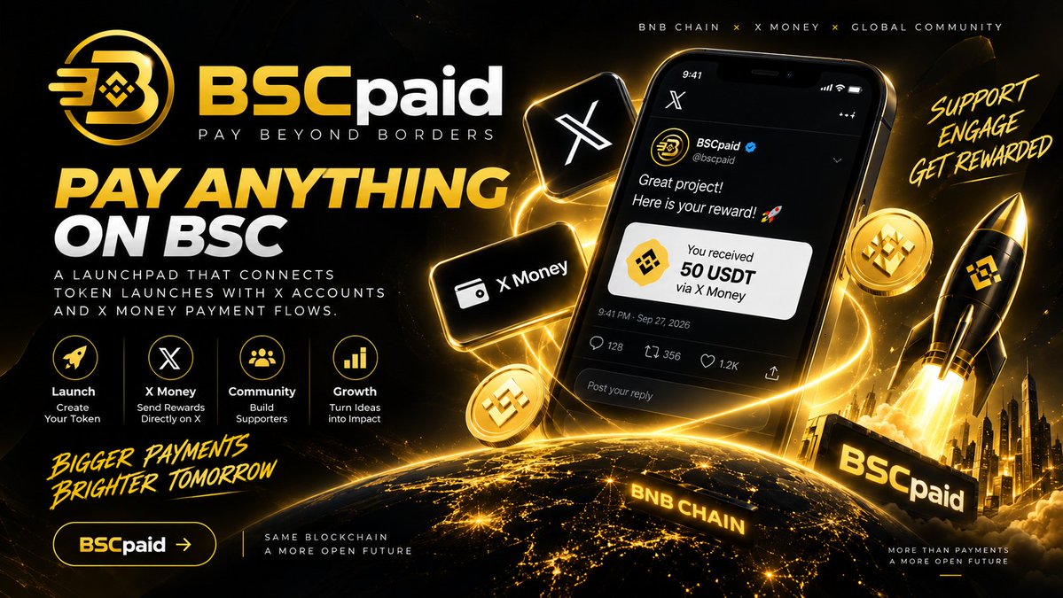 bscpaid's tweet photo. BSCpaid is getting ready to launch. 🚀
Launch on BNB Chain.
Find great people on X.
Reward them directly through X Money.
Support. Engage. Get rewarded. 🟡⚫
@X @XMoney
#BNBChain #BSC #XMoney #BSCpaid https://t.co/tJxVuQbdSh