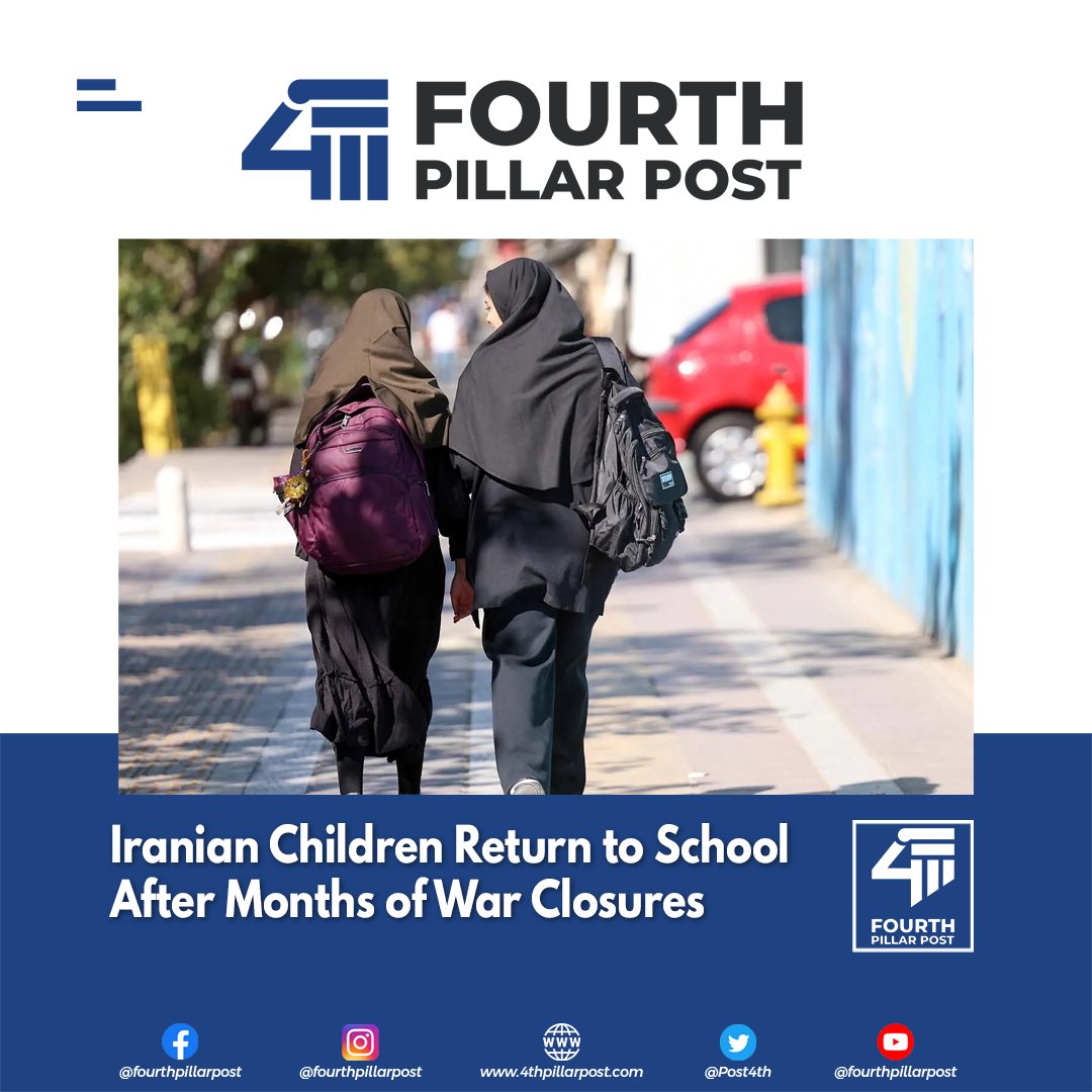 Post4th's tweet photo. Millions of Iranian children have returned to classrooms as schools reopen after months of closures linked to the Middle East war.
#Iran #IranSchools #MiddleEast #Children #Education #War #Tehran #Minab #WorldNews #BreakingNew https://t.co/szEjbjSkgJ