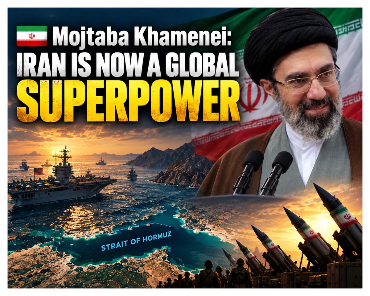 RyanRozbiani's tweet photo. Ayatollah Mojtaba Khamenei: Iran Is Now A Global SUPERPOWER

In a statement marking Sacred Defense Week, Supreme Leader Seyyed Mojtaba Khamenei says decades of WAR and PRESSURE have transformed Iran into a MAJOR MILITARY POWER.

He claims recent strikes forced U.S. forces to SEEK SHELTER and PLEAD for an end to fighting, adding that they now avoid advancing beyond the Arabian Sea after “PAINFUL BLOWS” near the Strait of Hormuz.

Khamenei says some now consider Iran the world’s “FOURTH SUPERPOWER.”

He also claims more than 30 MILLION Iranians have declared readiness to defend the country, with 500,000 filling a mobilization capacity in just 100 MINUTES.

“The days they dream of returning us to are GONE, and they will NEVER return.”