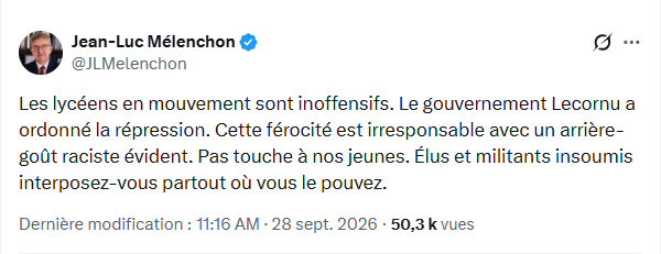 FredericLefevre's tweet photo. Mélenchon-LFI invente le concept de :
- incendies "inoffensifs" devant lycées
- attaques et tirs "inoffensifs" de mortiers sur FDO
- casses "inoffensives"
- etc 

Merci aux FDO de ne pas faire de quartier avec les élus LFI qui s'interposeraient (illégalement). https://t.co/wLzzVEMm7z