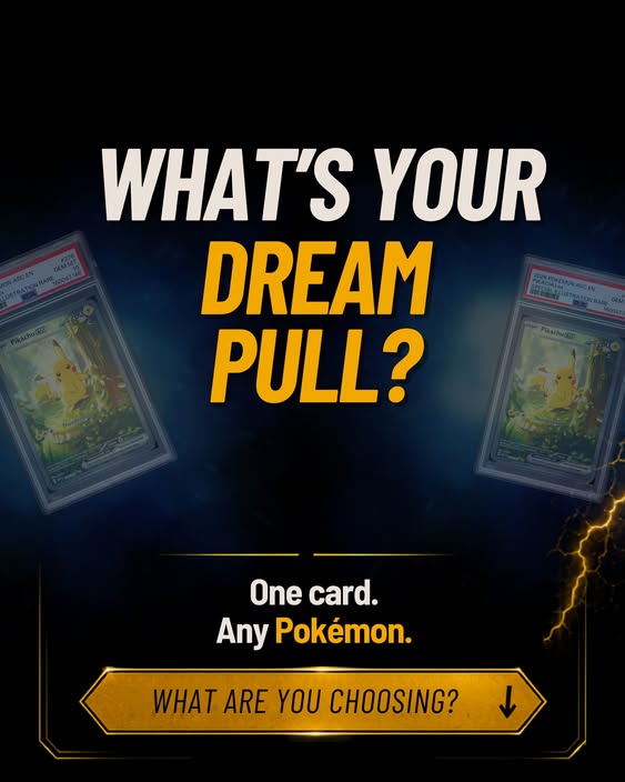 GotyaOfficial's tweet photo. What’s your dream Pokémon card pull? 📷
One card. Any Pokémon. What are you choosing?
Maybe it’s your favorite Pokémon, a card you’ve been chasing forever, or an artwork you just need in your collection.
https://t.co/7n7BzLJ4rb
#PokemonTCG #PokemonCards https://t.co/wyTfQdoxnq