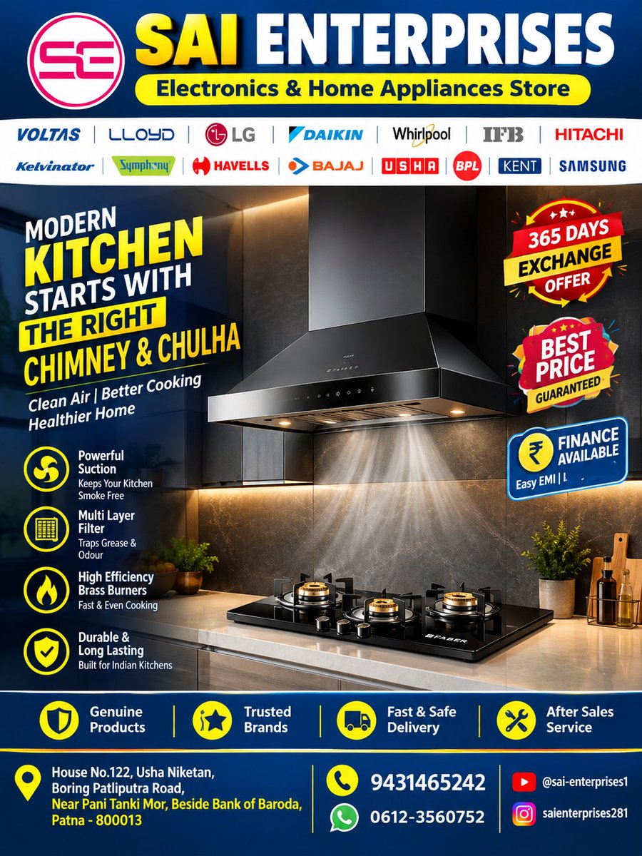 SaiEnt786786's tweet photo. #SaiEnterprises #SaiEnterprisesPatna #BoringRoadPatna
#BoringPatliputraRoad #PatliputraPatna #Patna
#PatnaBihar #ElectronicsShopPatna #HomeAppliancesPatna
#ElectronicShopPatna #HomeAppliancesShopPatna
#ApplianceStorePatna #PatnaShopping #PatnaMarket https://t.co/0QWHPLD9o6