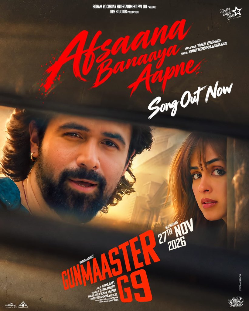Its_CineHub's tweet photo. AFSAANA BANAAYA AAPNE from #GunmaasterG9 is now a RAGE as it is ALL VIRAL on Instagram with HUGE NUMBER OF REELS in just few days🥶👌🏻

This is what happens when OG #EmraanHashmi is back with OG #HimeshReshammiya 🔥🙏🏻

In Cinemas from 27th November ✅

@emraanhashmi @geneliad @DeepakMukut