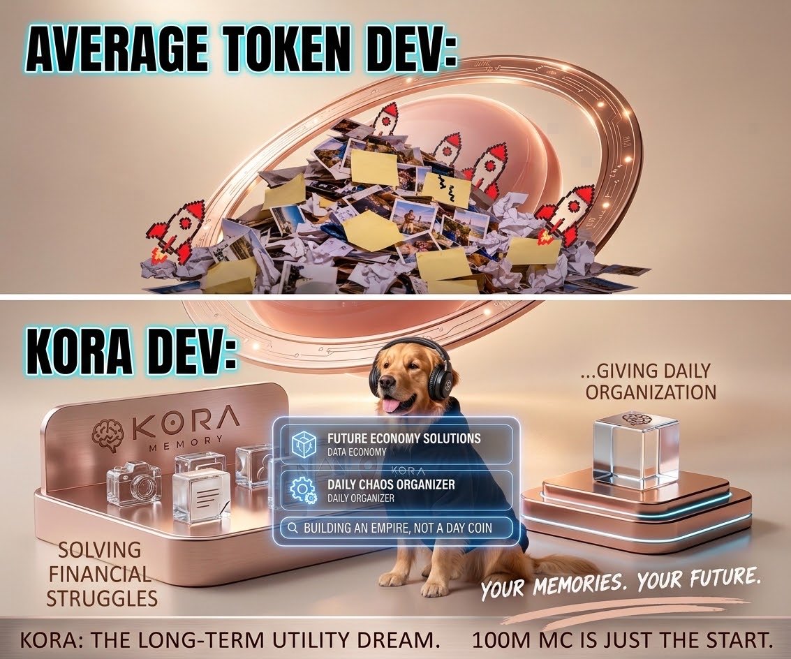 DevtreOfficial's tweet photo. Kora is NOT a 24-hour token. We are building an empire. 💎
This isn't just another coin—it's a long-term ecosystem. We’re combining real-world utility to solve daily chaos with smart tokenomics designed to tackle real financial struggles.
🧠 Everyday organization meets financial freedom.
We have a clear roadmap, endless hustle, and a product that actually solves problems. Stop chasing quick dumps and join a project with a real future.
🚀 $100M MC is just the beginning.