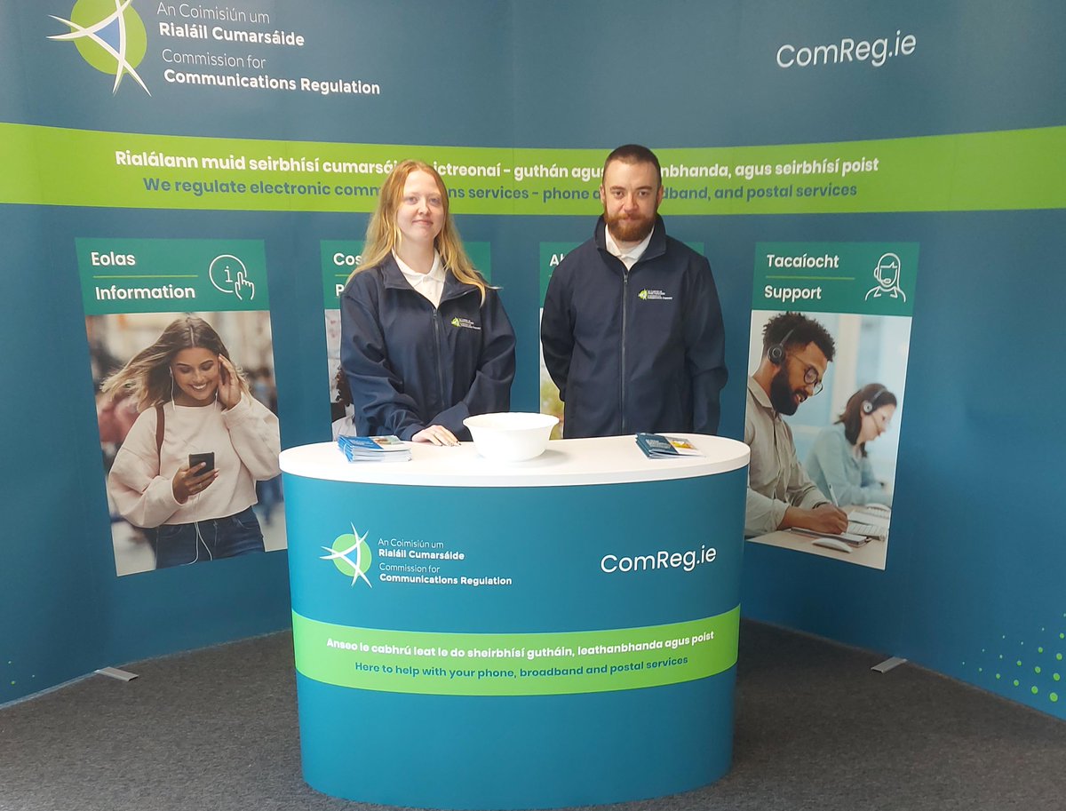 comreg's tweet photo. We are at stand 24 at the Health and Wellbeing Age Expo on Thursday 1 October in Treacy’s West County Hotel in Ennis. Visit us from 10am to 2pm for advice and information. https://t.co/eGs0JOPngi https://t.co/XGijXVFIVG
