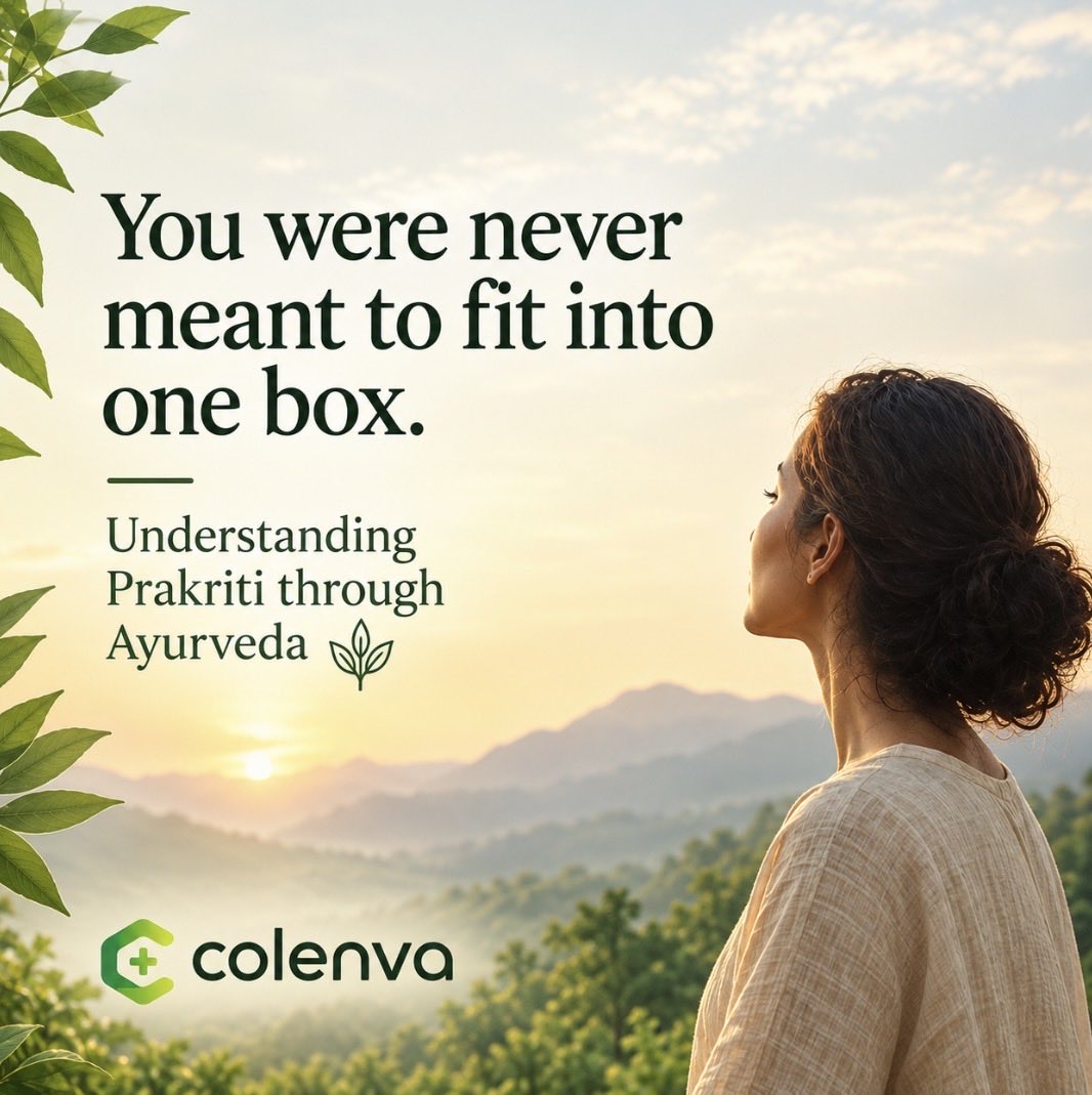 colenvaglobal's tweet photo. You were never meant to fit into one box. 🌿

Your Prakriti is your unique Ayurvedic constitution — a reflection of your natural balance.

Discover a more personalised approach to health with Colenva — your global integrated health ecosystem 

#Colenva #Ayurveda https://t.co/MUmj8uISF2