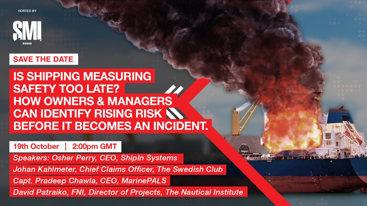 ShipManInter's tweet photo. Is shipping measuring safety too late? 

19th October  |  2:00pm GMT

@seanmoloney62, SMI

Osher Perry, @shipinsystems 
Johan Kahlmeter, @theswedishclub 
Capt. Pradeep Chawla, @MarinePALS 
David Patraiko, @NauticalInst 

https://t.co/zQsD7Xtwwa

#Maritime #Shipping #Industry https://t.co/ZhQjy51kEH
