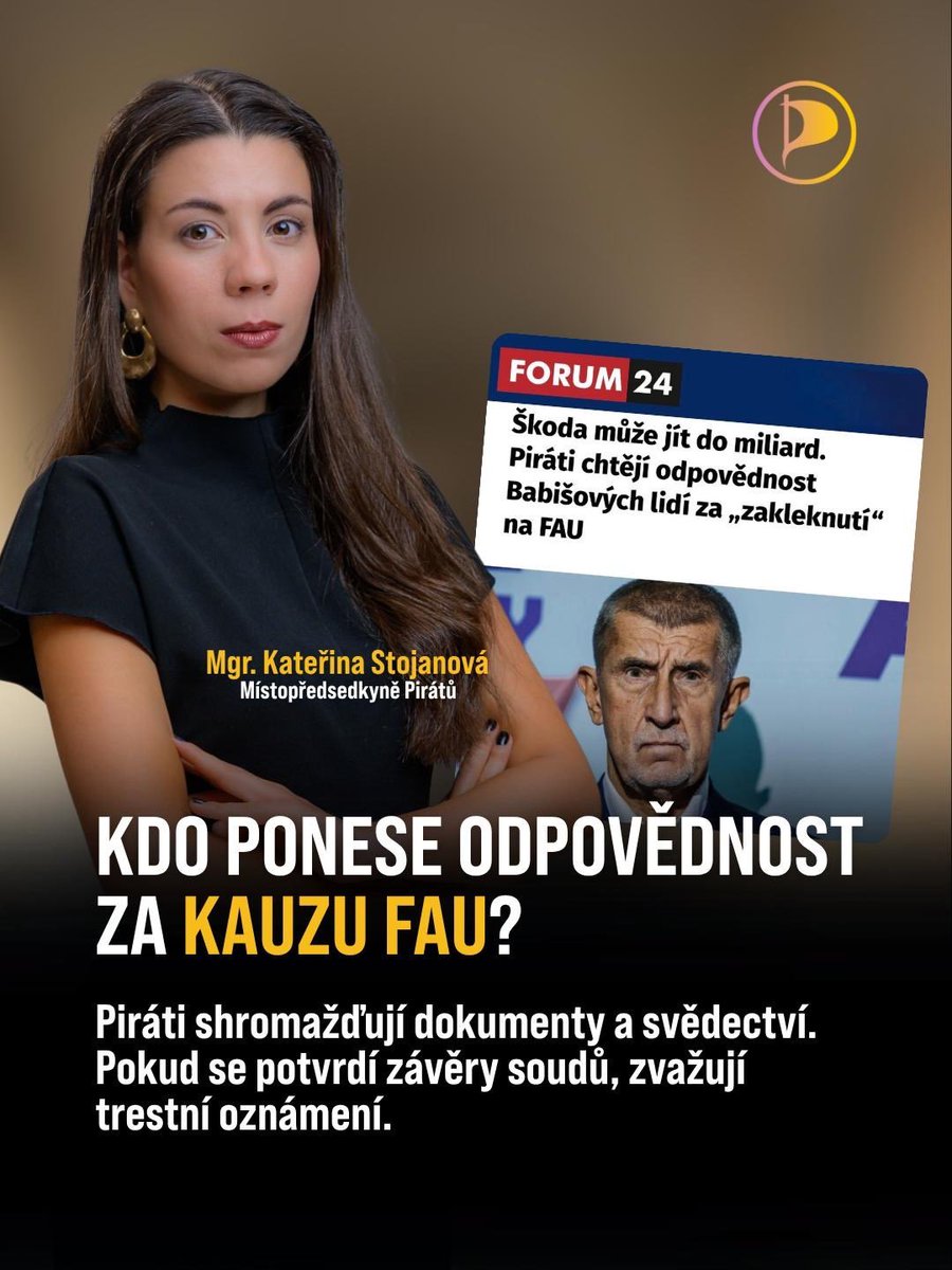 PiratIvanBartos's tweet photo. “Kauza společnosti FAU, která se před lety stala symbolem takzvaného „zaklekávání“, dostává po zveřejnění písemného rozsudku nový rozměr. Piráti začali shromažďovat dokumenty a svědectví, které mají pomoci objasnit, kdo stál za postupem státních orgánů proti firmě a kdo by za něj případně měl nést trestní odpovědnost.

Kdo ponese odpovědnost?
Právě to je nyní jedna z hlavních otázek, kterou chtějí Piráti prověřit. Předseda Pirátů Zdeněk Hřib  oznámil, že analytický tým společně s poslankyní a místopředsedkyní Česká pirátská strana Kateřina Stojanová shromažďuje dostupné podklady a svědectví. Pokud se potvrdí závěry vyplývající ze soudních rozhodnutí, Piráti zvažují podání trestního oznámení. 

Stojanová zároveň vyzvala lidi, kteří mají k případu informace, aby se ozvali:”Rozhodla jsem se společně s Analytickým týmem Pirátů shromáždit všechny dostupné podklady a svědectví v kauze Babišova ‚zakleknutí‘ na firmu FAU. Následně určíme, zda podáme podrobné trestní oznámení.”