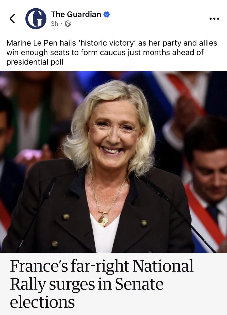 BGatesIsaPyscho's tweet photo. 🚨🇫🇷 Meanwhile in France

Every Political Poll indicates Marine Le Pen’s Party is going to win the French Elections by a landslide.

Just like in Germany with the AfD - remember every-time these Far Radical Left Marxist Publications state “Far Right” - they just mean ‘Normal People’ who have had enough of watching the Globalist Commies destroy their Country.