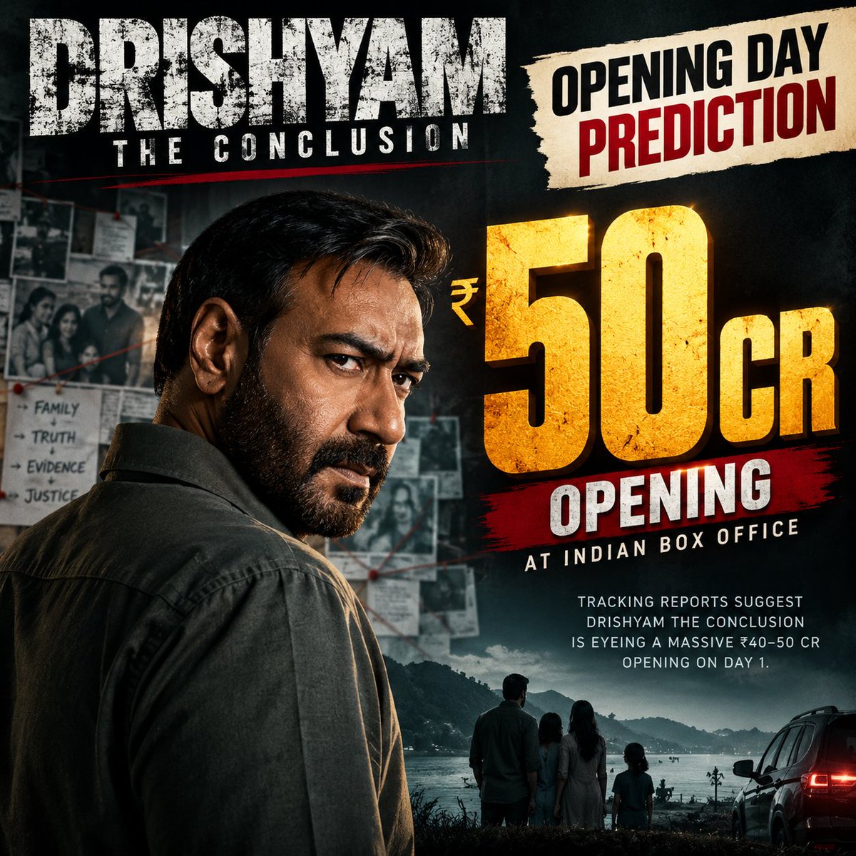 Only_Factsyy's tweet photo. There was a time when Ajay Devgn and Akshay Kumar were considered to be in a similar superstar bracket. But looking at the current box office scenario, the gap between the two has become very visible.

Ajay Devgn’s #DrishyamTheConclusion is reportedly targeting a massive 50 Cr opening. Yes, the Drishyam franchise has strong recall value and that factor definitely matters. But on the other hand, Akshay Kumar’s big franchise #WelcomeToTheJungle opened at around ₹15 Cr.

That difference tells the current story. Ajay Devgn has steadily strengthened his theatrical pull, while Akshay Kumar’s recent franchise releases have not been able to create the same level of opening impact.

At this point, Ajay Devgn has clearly moved well ahead of Akshay Kumar in terms of current box-office positioning. 🔥

#AjayDevgn #AkshayKumar #DrishyamTheConclusion #WelcomeToTheJungle #Bollywood #BoxOffice #TradeAnalysis