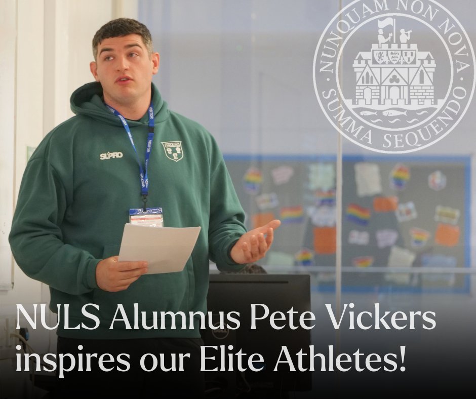 NULSchoolUK's tweet photo. Great to welcome NULS Alumnus Pete Vickers back to launch our 2026/27 Elite Athlete Programme! 

From BUCS Super Rugby captain to Wasps &amp; Ospreys, he shared top insights on balancing academic success with elite sport and picking the right uni pathway. 

#WeAreNULS @NULS_Sport https://t.co/eDfrBYK2TR