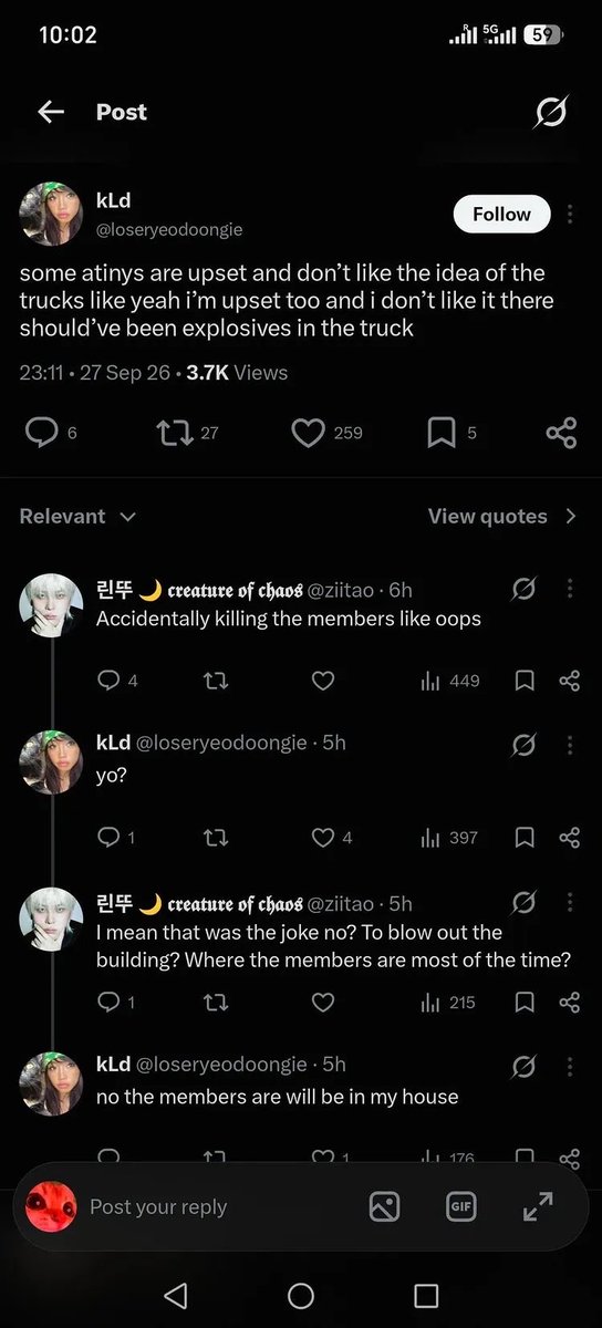 Evaholicc's tweet photo. Next time atinys ask who’s the problem in that fandom, show them this fest. Motherfuckers are willing to commit crimes, including but not limited to unaliving people, because their kpop boy isn’t getting solo schedules. https://t.co/FR7KBQ0g3B