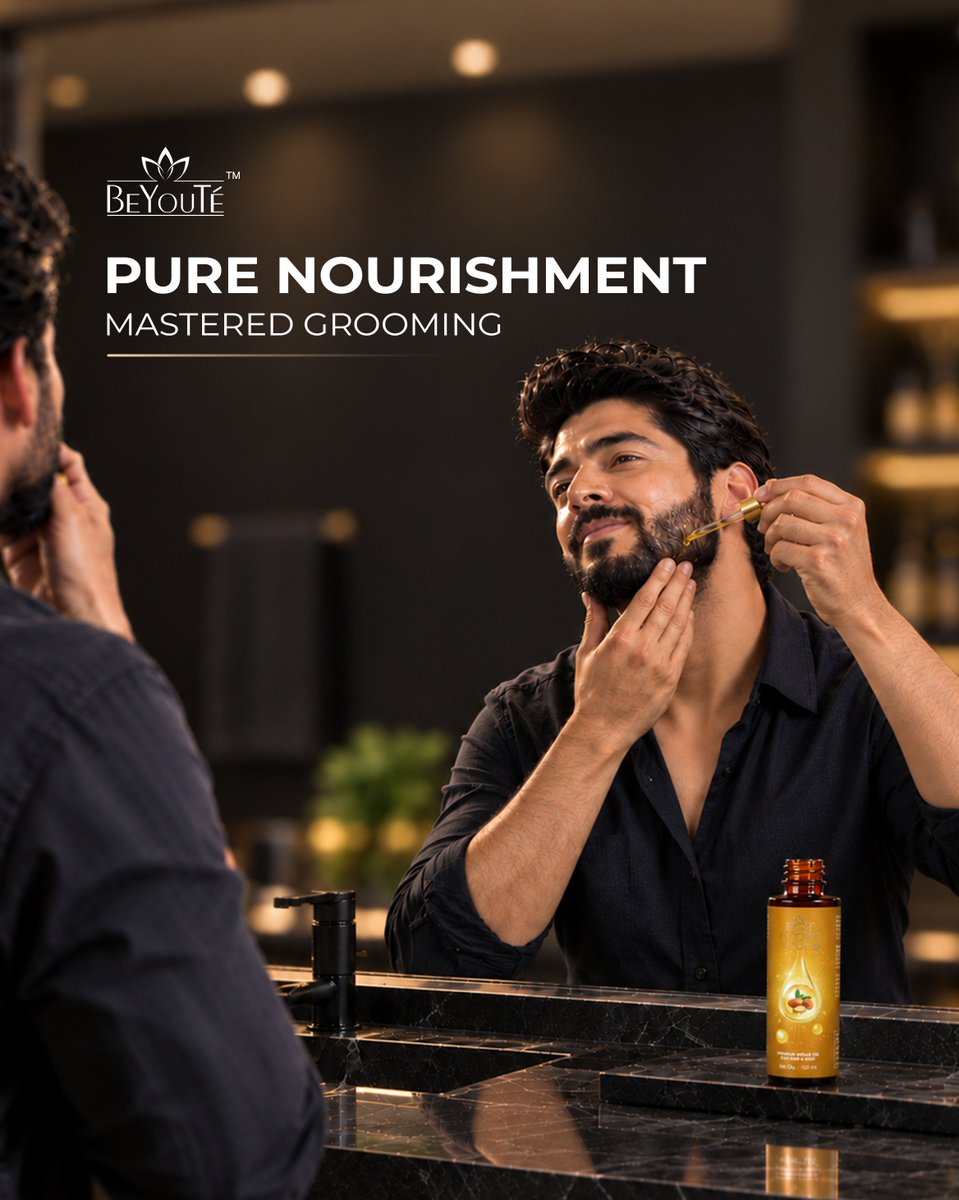 QNET_India's tweet photo. Pure nourishment, mastered grooming. 🧔‍♂️

Made with 100% pure organic Moroccan argan oil, BeYouTé Argan Pure softens coarse facial hair while nourishing the skin underneath. Just 2–3 drops for a naturally conditioned, non-greasy finish.

#BeardCare #MensGrooming #QNETIndia https://t.co/200EI8g7rb