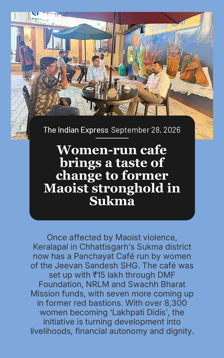 lovshr's tweet photo. Women-run cafe brings a taste of change to former Maoist stronghold in Sukma

https://t.co/RKm4CXbkRz

via NaMo App https://t.co/ZPi5O0F22X
