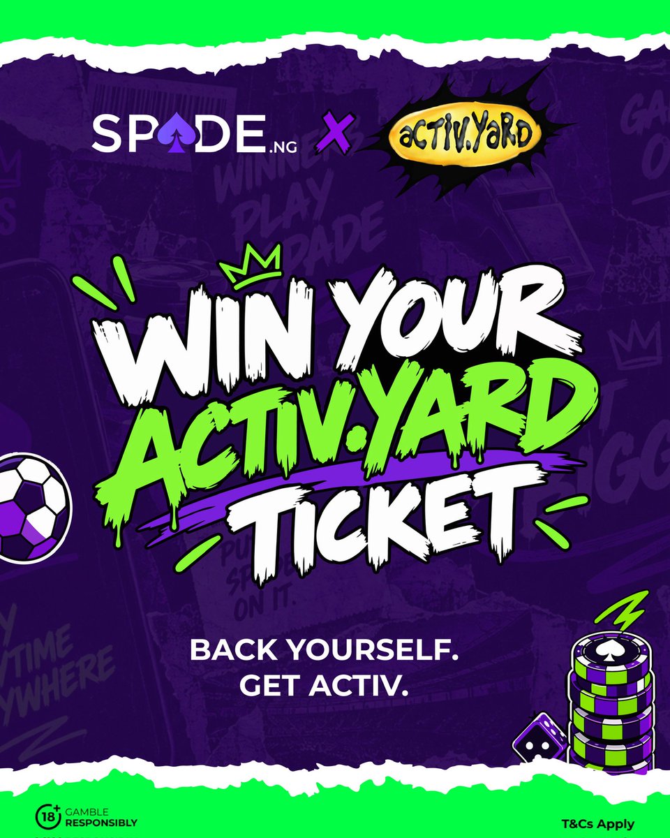spadenigeria's tweet photo. We found a way to get you into @activyard. 

Want in? Deposit ₦2,000 into your @spadenigeria account between Mon 28th – Wed 30th, 12PM for a chance to win.

Winners will be selected at random and announced Thursday. https://t.co/VGRh7MGbn6