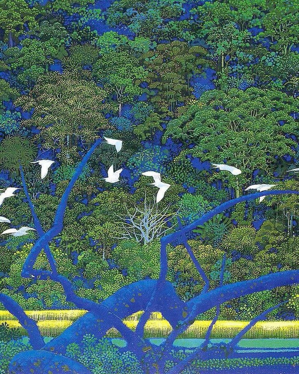 relicmuseum's tweet photo. You may not know his name, but you know his forests. 

Hiroo Isono painted the lush, dreamlike landscapes that defined Secret of Mana, worlds where trees felt ancient, light filtered through leaves like magic, and nature itself was the main character.

Hiroo Isono (1945–2013) https://t.co/aIAeMU8whl