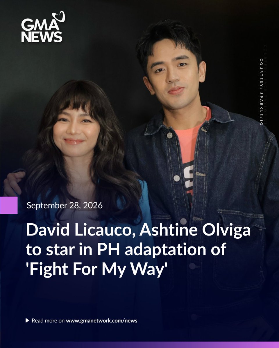 gmanews's tweet photo. DAVID AND ASH 🤩

David Licauco and Ashtine Olviga are set to star in the upcoming Philippine adaptation of the 2017 K-drama "Fight For My Way."

READ: https://t.co/MDJ0MaLjGm https://t.co/OEtyoBF4JH
