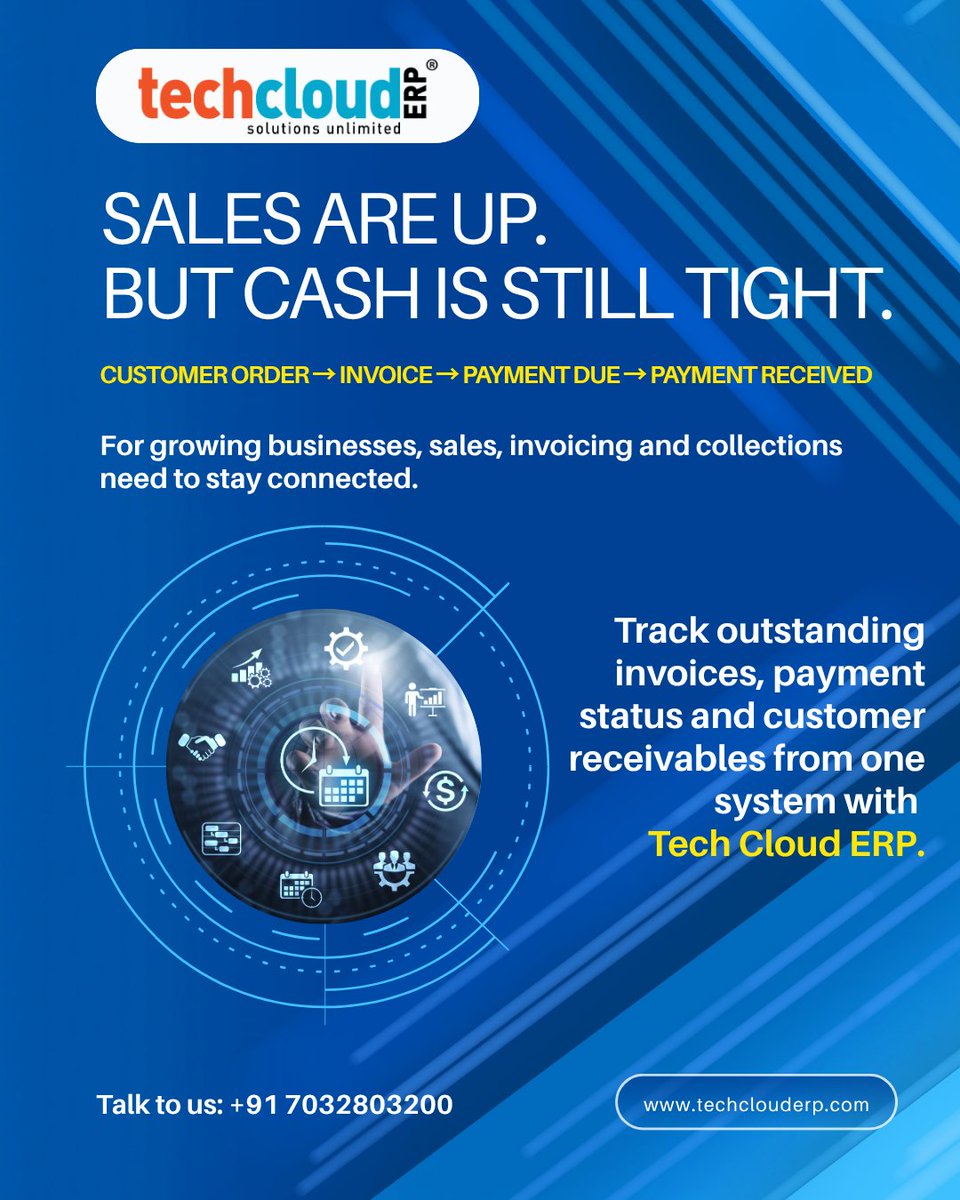TechCloudERP's tweet photo. Get a FREE demo now!
📞 Call Us: +91 7032803200

#techclouderp #bestERP #No1ERP #CloudAccess #AccessAnywhere #ManufacturingERP
#erp #BestERPInIndia #BestCloudERPInIndia #BestERPInHyderabad #UAEBusiness #DubaiBusiness #UAEERP #DubaiERP #CashFlowManagement https://t.co/O1J4lw3tuo