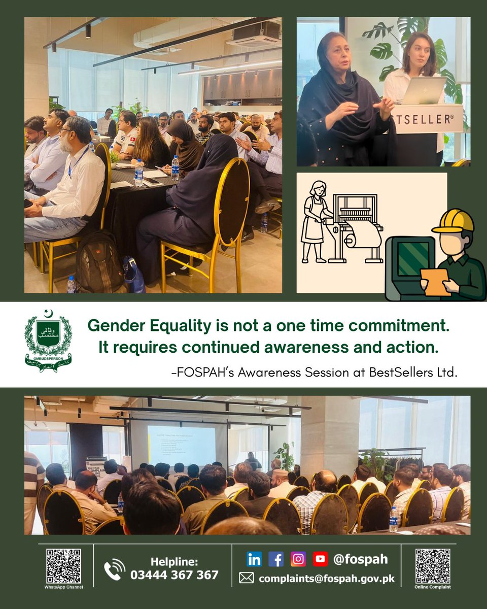 fospah's tweet photo. Gender equality is not a one-time commitment. It requires continued awareness and action.

FOSPAH and Bestsellers United China Ltd. Pakistan re-affirmed this commitment through workplace awareness on harassment at the factory floor.
#FOSPAH #EndGBD https://t.co/bmmbG5X5dV