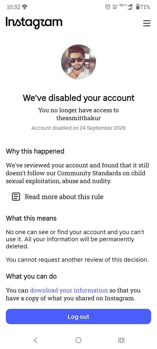 theasmitthakur's tweet photo. @Meta 
@InstagramComms @instagram
Dear Instagram Support Team,
My Instagram account has recently been disabled, and I believe this may have happened by mistake. I respectfully request you to review my account and the reason for the disablement.
Instagram Username: @theasmitthakur https://t.co/8vLhs9zMEE