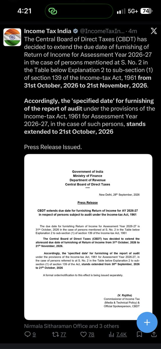 rambajajgst's tweet photo. Big News, We Won
Date Extended to 21st Oct

Ram Bajaj
8696424223

For Regular GST Updates, Join this Group
https://t.co/qwbrJcdzci https://t.co/1SfYG1cI7o