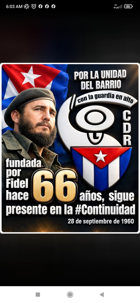 Iosbelqba's tweet photo. Viva el 66 aniversario de la creación de los CDR.#ACUBASERESPETA. https://t.co/Zumfy5g0h8